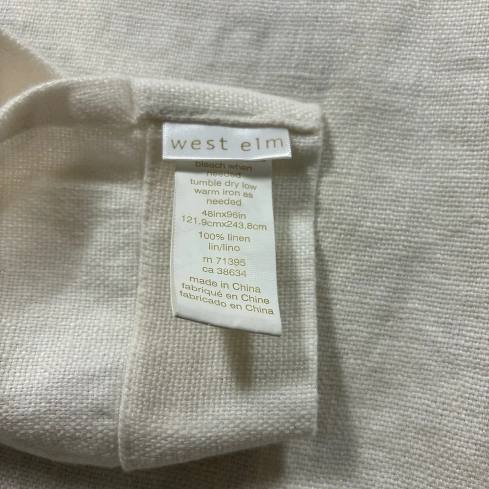 West Elm 48 x 96 White European Flax Linen Set 2 Curtain Panels Grommet